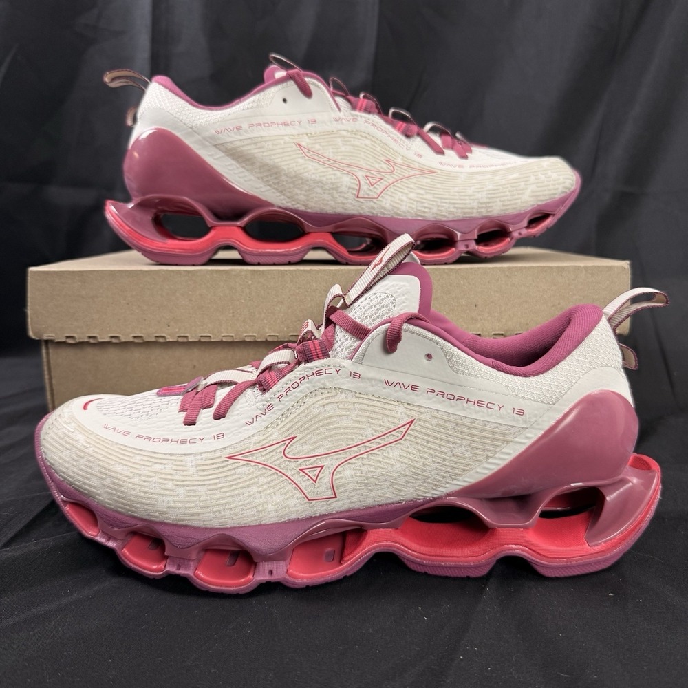 Mizuno Wave Prophecy 13 Running Sneakers Women's Shoes US 9 White Sand Azalea